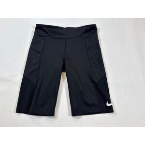 Nike Dri-Fit womens Black Tight-Fit Training Shorts M 15" Lightweight (KK241)